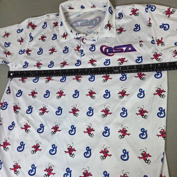 General Mills Honey Nut Cheerios Bee All Over Print Polo Shirt XL Promo - Picture 7 of 8